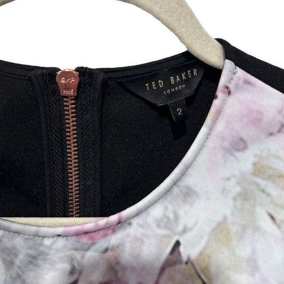 Ted Baker London Floral Print Milisa Pure Peony Tunic Dress Pink Black Size 6 - Picture 5 of 11